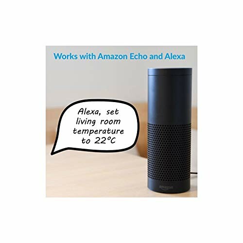 Amazon Echo with Alexa setting living room temperature.